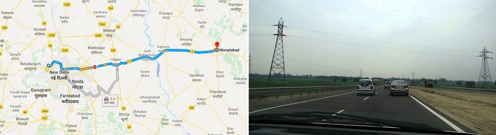 Delhi to Moradabad