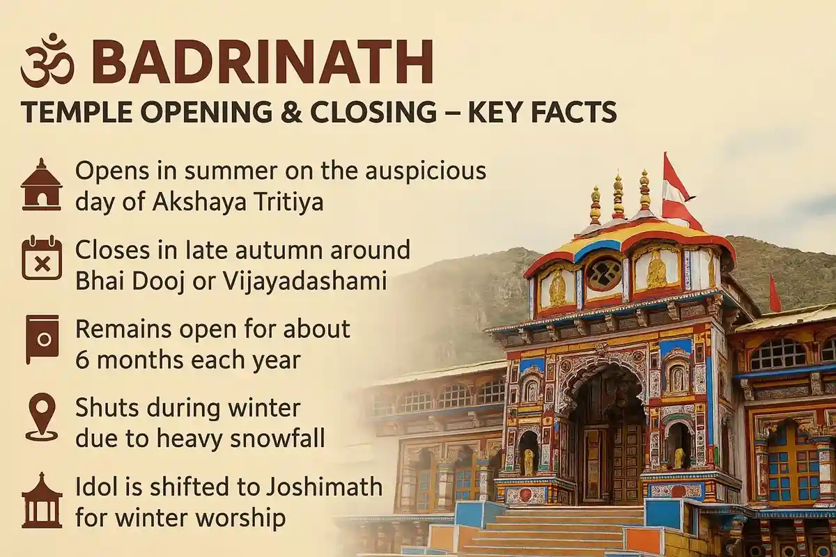 Badrinath Temple Opening and Closing Dates